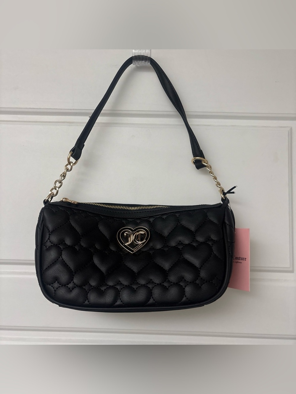 Juicy Couture Flawless Shoulder Bag - Quilted Hearts Black NEW